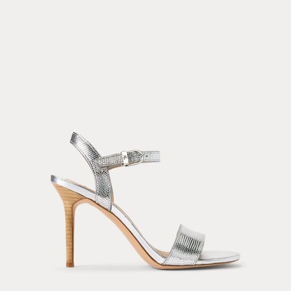 ralph lauren | Gwen Lizard-Embossed Leather Sandal - Picture 2 of 7